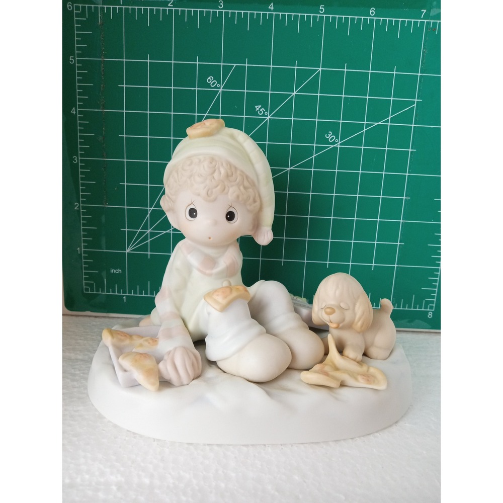 Precious Moments Angels On Earth Figurine Mask & Sledding Snow Scene 1996 - Picture 9 of 9